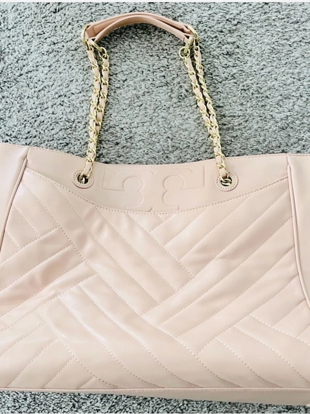 Tory Burch Blush Pink Quilted Leather Chain-Handle Tote